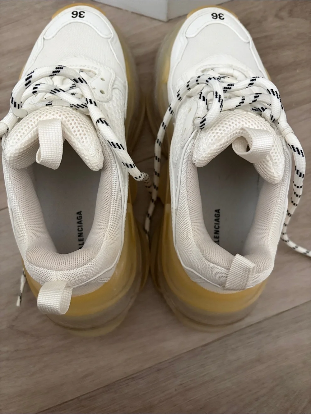 Balenciaga White Cream Triple S Sneakers